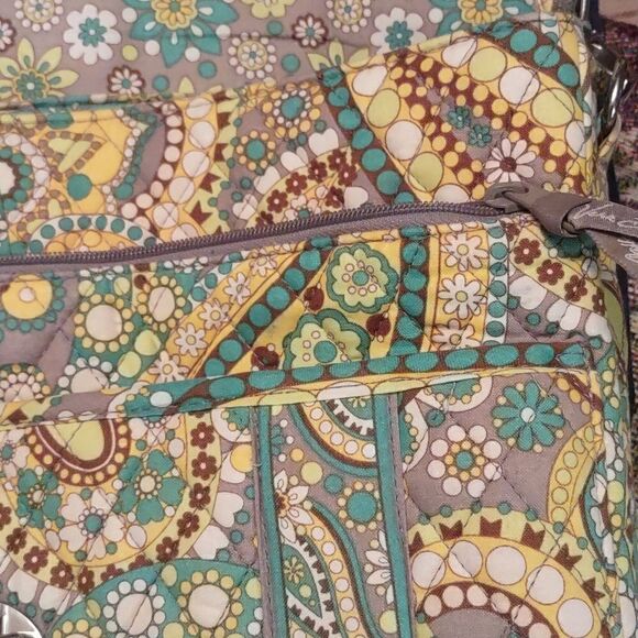 Vera Bradley attache briefcase Paisley Aqua Yellow Floral shoulder strap handle - Picture 8 of 12